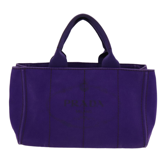 PRADA Canapa MM Hand Bag Canvas Purple Gold Auth yk14234 - Picture 2 of 16